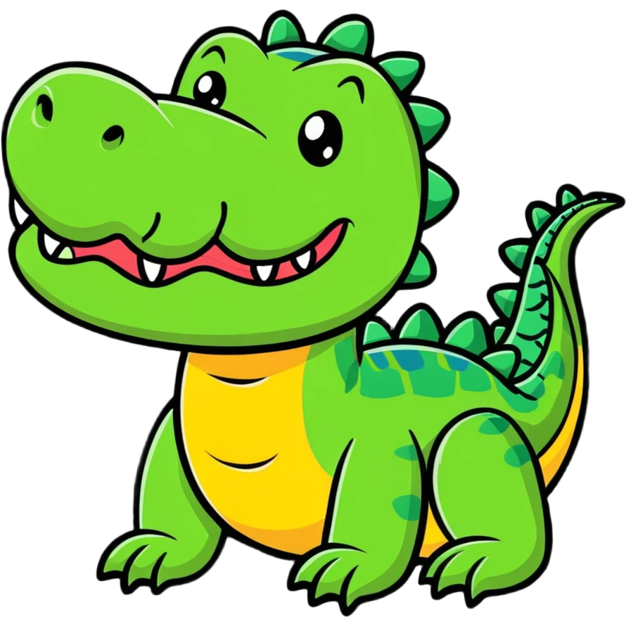 colorful, cartoonish crocodile with a playful, exaggerated expression emoji