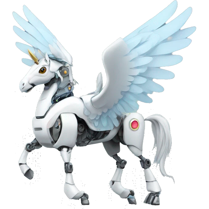 Robot Pegasus with robot wings emoji