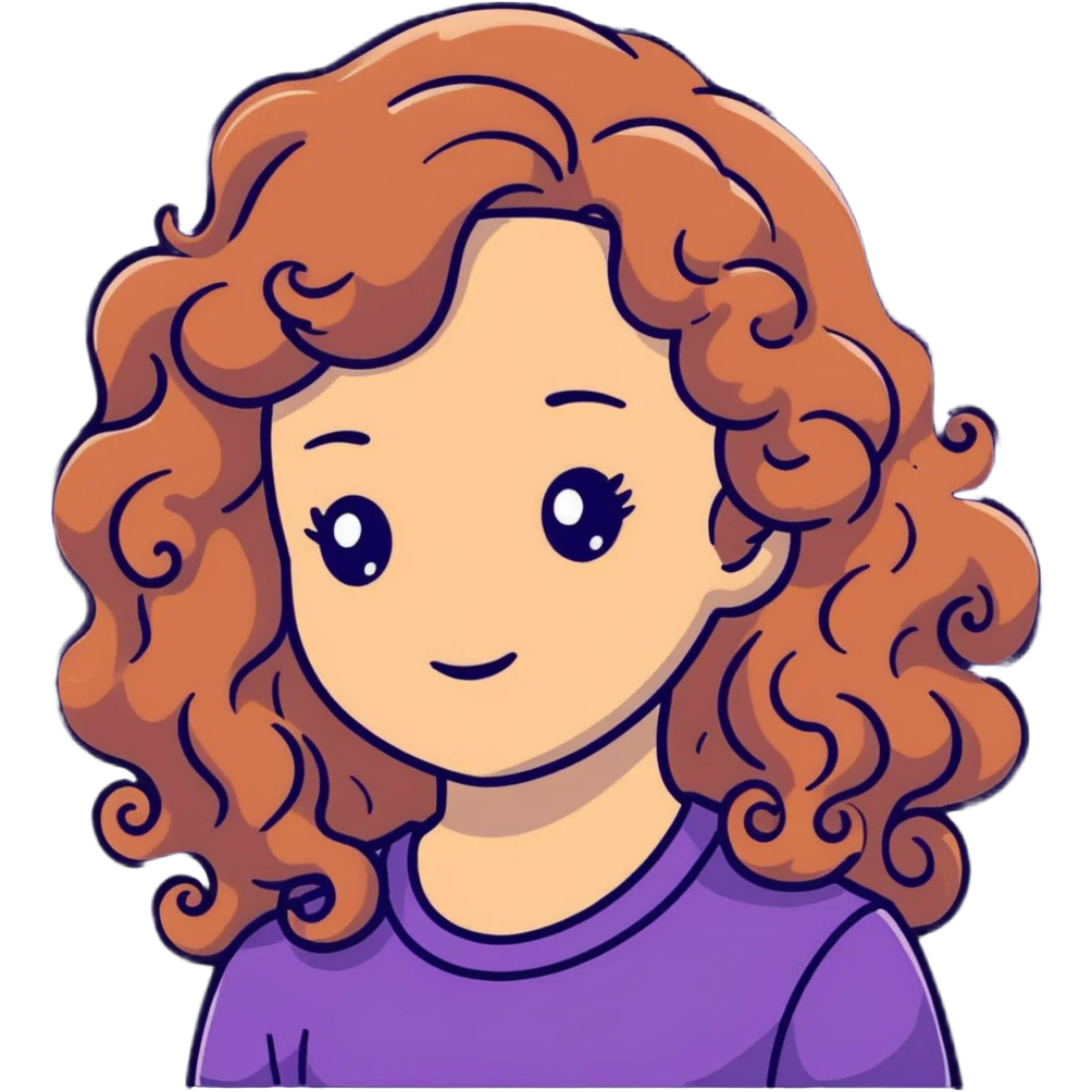 Cute girl with long wavy curly hair emoji