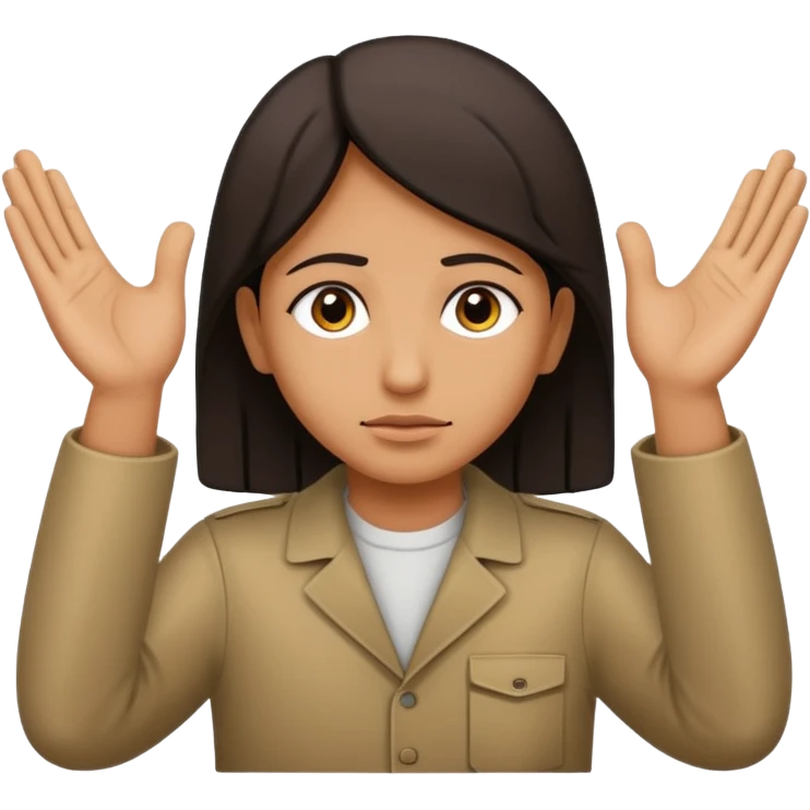 surrenders, portray an authentic 1980 Iraqi with a sad face and raised hands emoji
