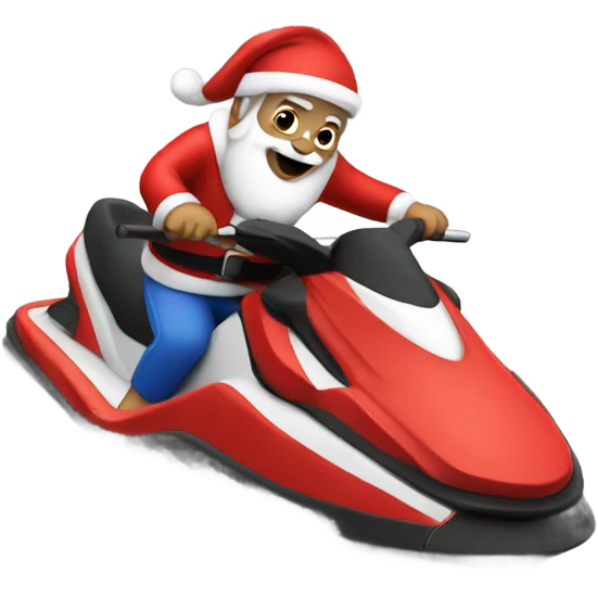 Santa riding a jet ski emoji