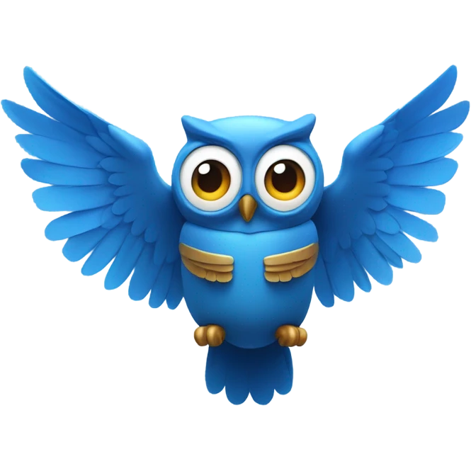 Blue owl using jetpack emoji