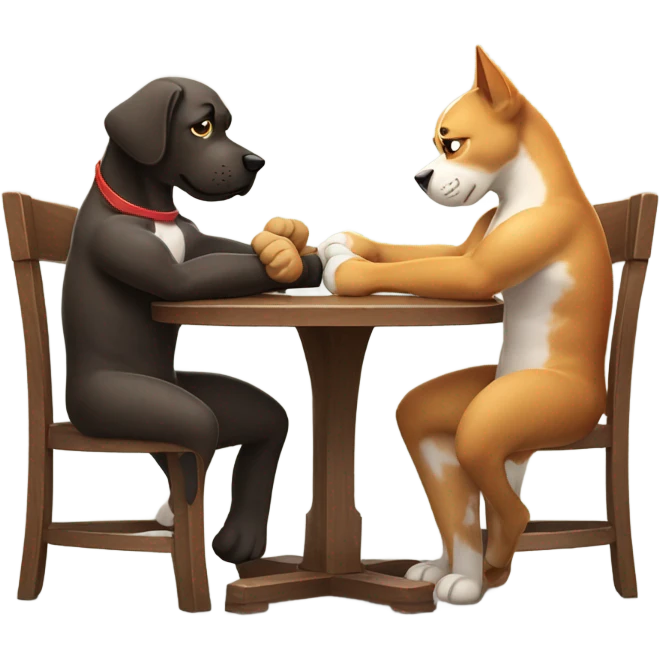 Dog and cat arm wrestling  emoji