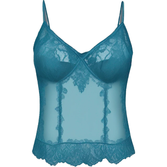 Realistic isolated peacock blue silk lace camisole.  emoji