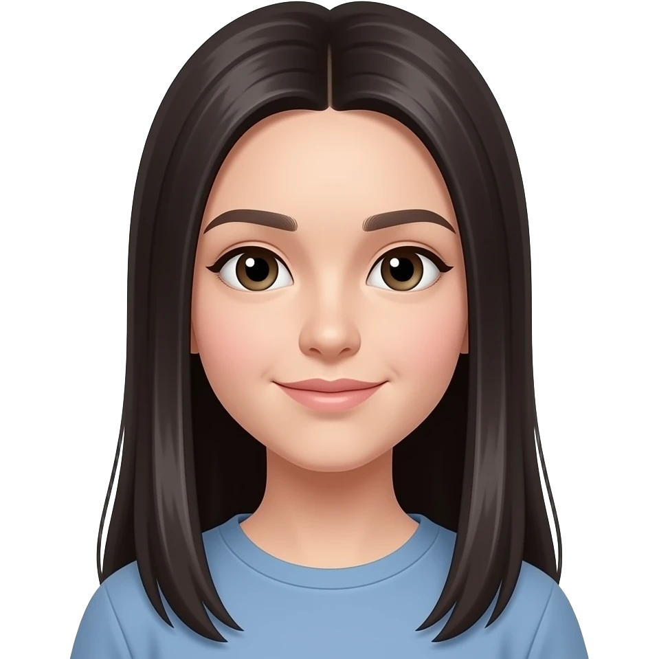 17 years old, dark straight extra long hair emoji