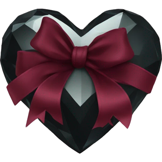 crystal black heart wrapped in a burgundy bow emoji
