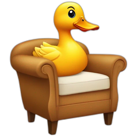 Canard sur un fauteuil avec tulipe dans le bec emoji