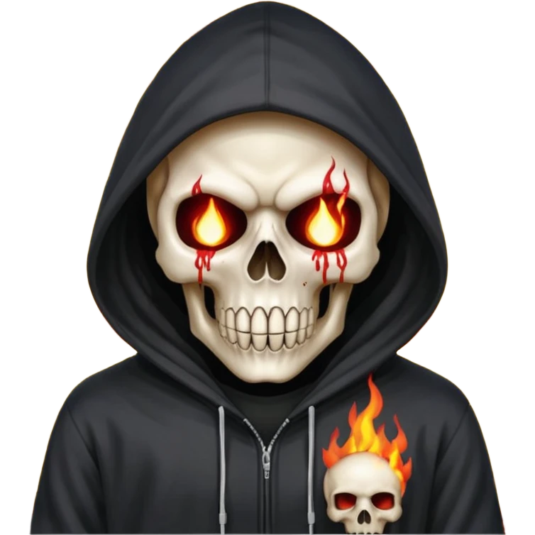 Bro I wanna skull with hoodie on the hoodie has to be on fire and I want matrix blood with the codes and weird numbers spilling out eyes and mouth emoji