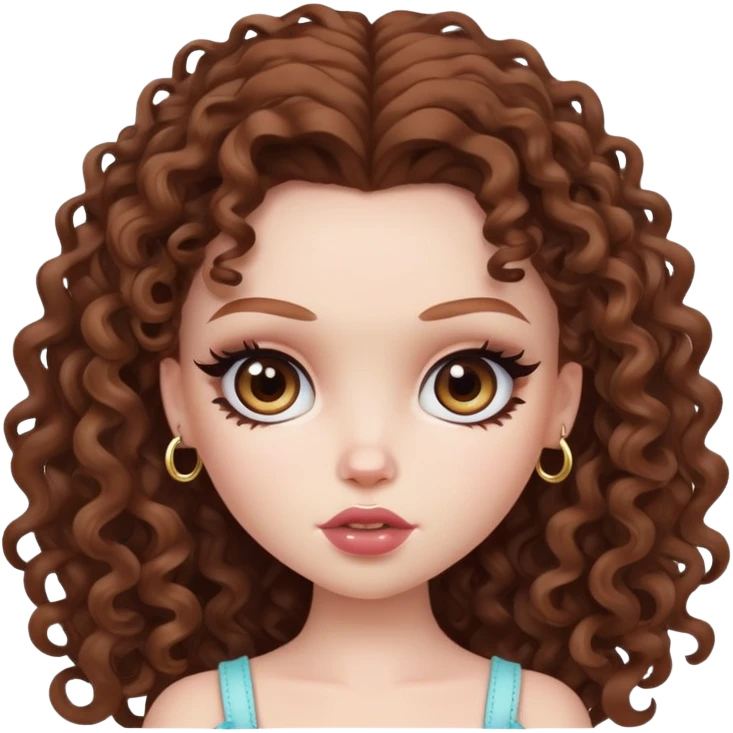 pretty bratz baddie, pale skin, brown curly hair emoji