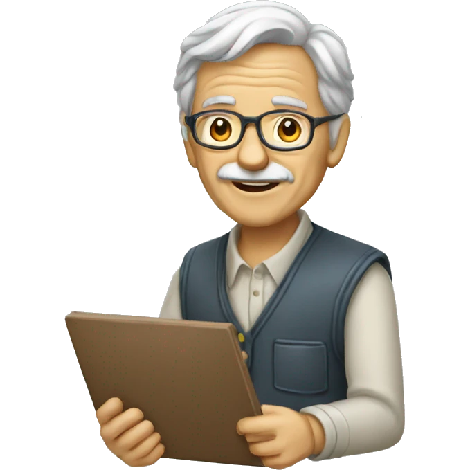 old programmer with notebool emoji
