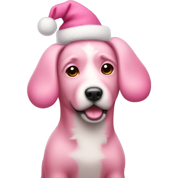 Pink dog with Christmas ear muffs emoji