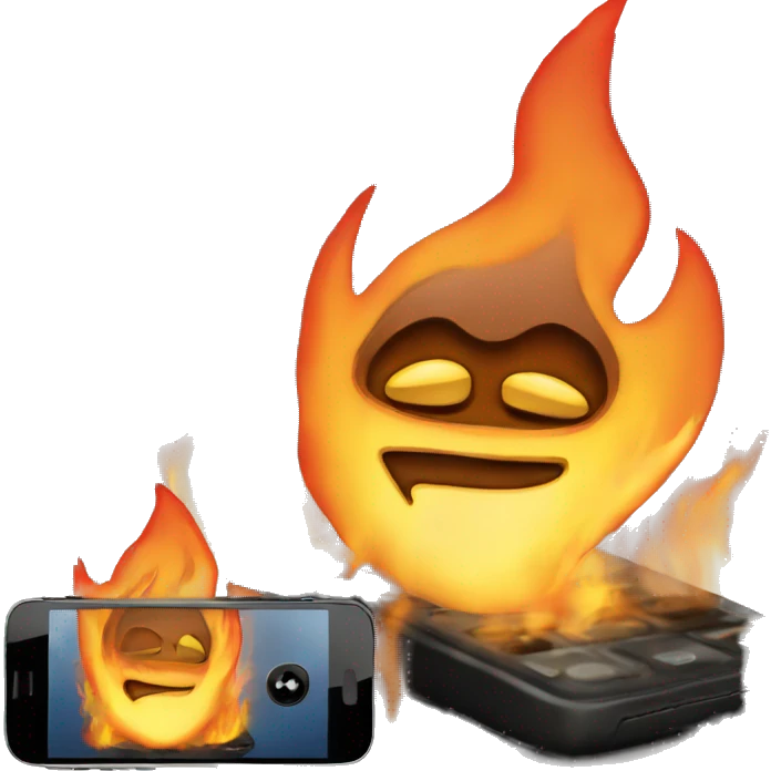 fire and phone emoji