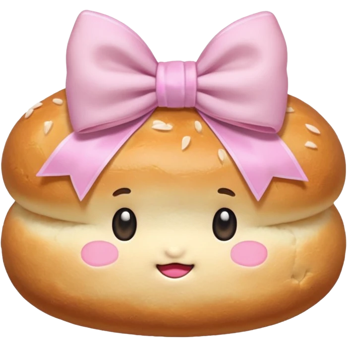 Korean salt bread 3s with pastel pink bow emoji