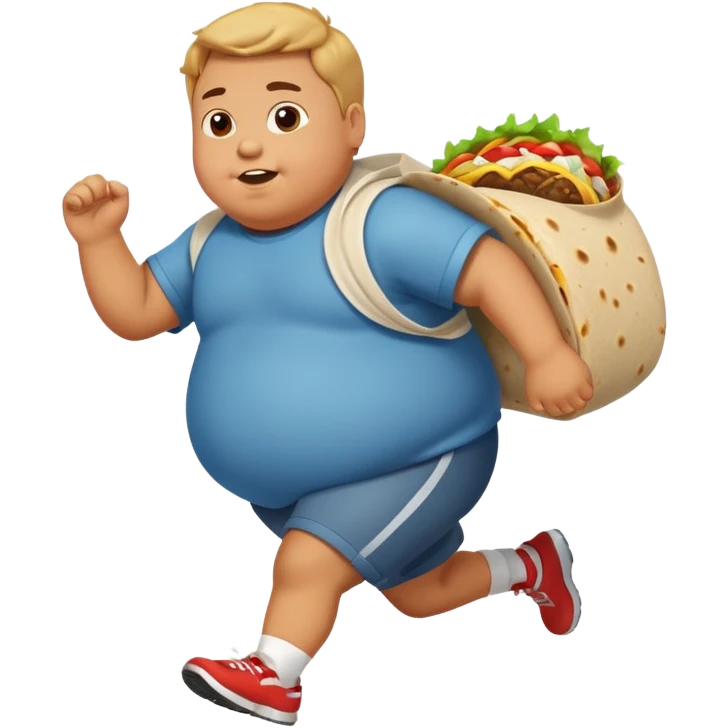  A fat boy run with a burrito emoji