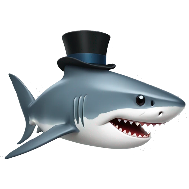Shark with a top hat emoji