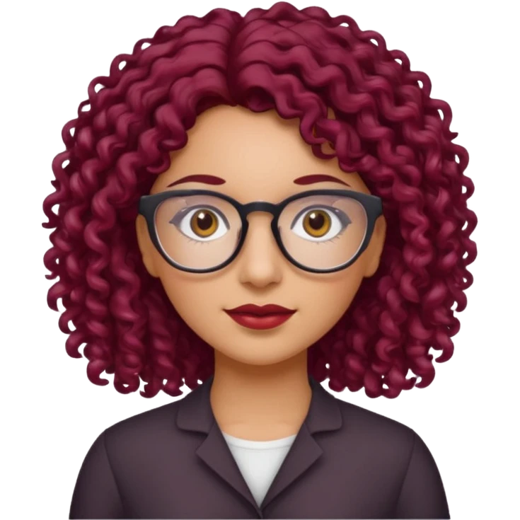 hispanic women with brown eyes and clear glasses and burgundy curly hair emoji