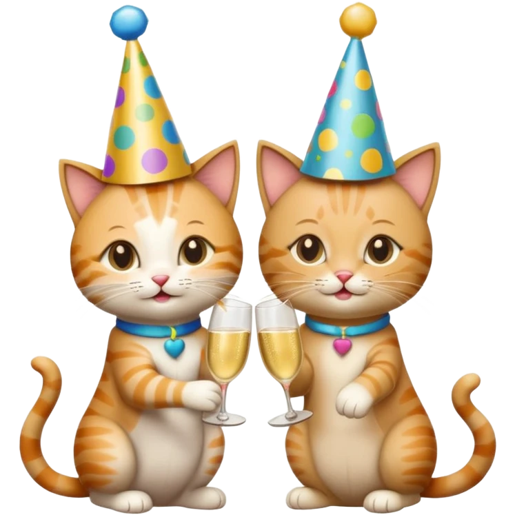 two cats cheers champagne emoji