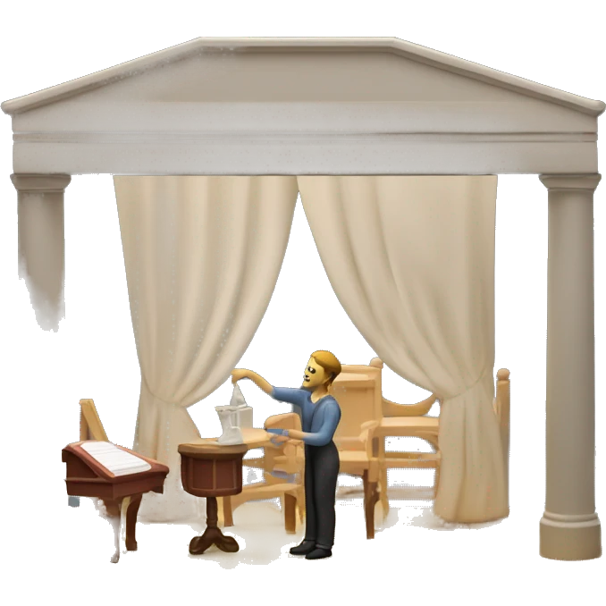 scenographer designing with a maquette model of a theatre emoji