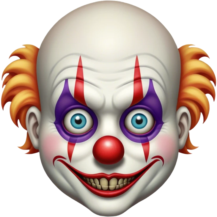 Cinematic 32k HD, Extremely detailed image of a terrifyingly creepy clown, each lash, eye, and hair is shown in stunning detail as though captured in a timeless photograph, rich textures, visually rich, so lifelike that it feels like it could leap off the page at any moment emoji