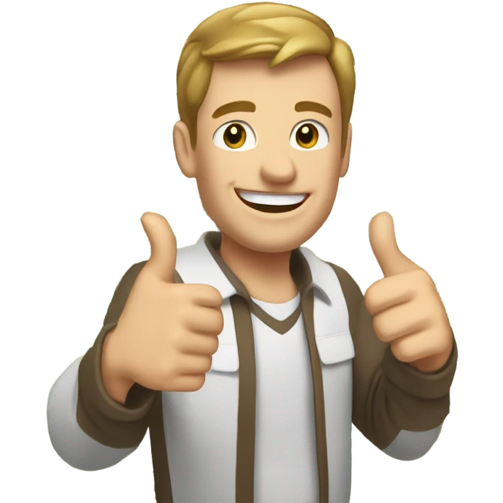 Happy white guy with brown short hair with a thumbs up and cash around  emoji