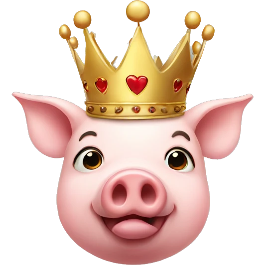 Pig with crown sending kiss emoji