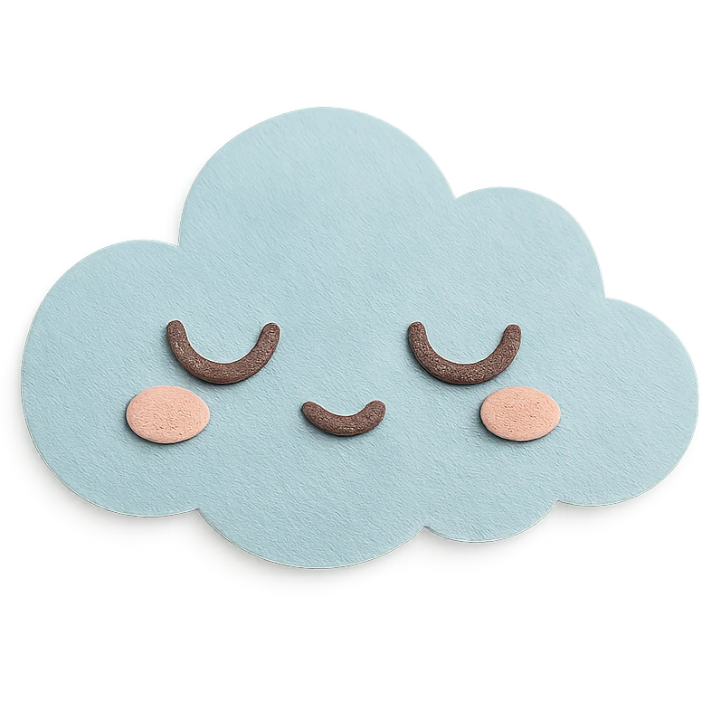 cute sleepy cloud, half-closed eyes, soft pastel palette, no arms or legs, full body, paper craft style emoji