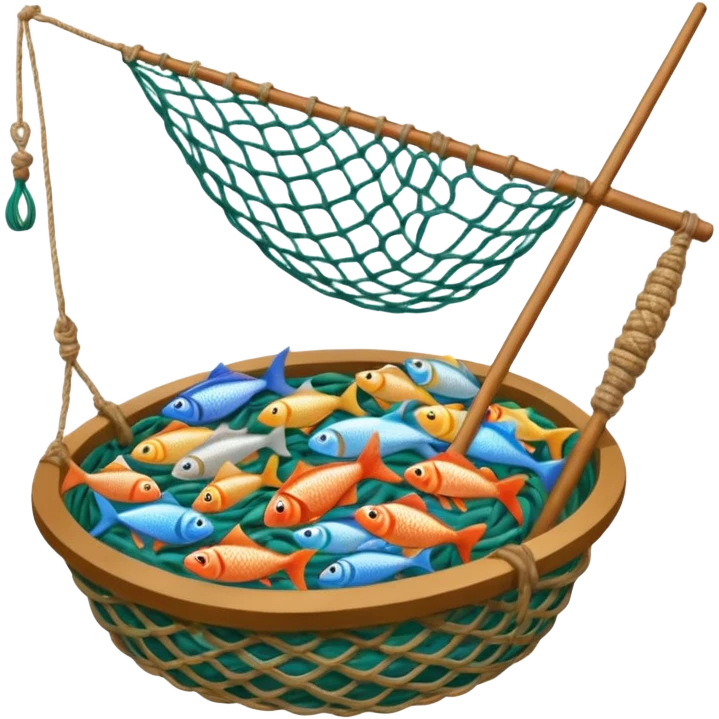 Apostle Peter's fishing net, overflowing with fish emoji