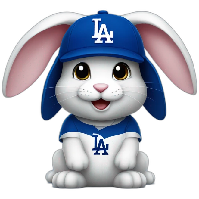 Cute bunny in a dodgers hat emoji