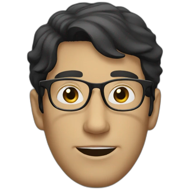 A White Man who wears glasses and has black hair  emoji