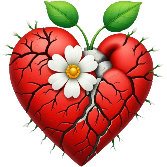 Heart growing a flower through a crack emoji