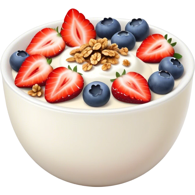 Strawberries blueberries and granola yogurt emoji