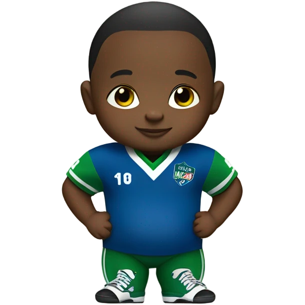 fat african american baby with black blue and green football jersey emoji