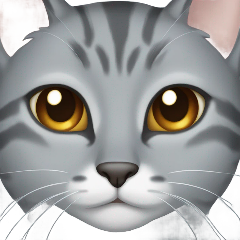 grey cat with brown eyes without one eye emoji