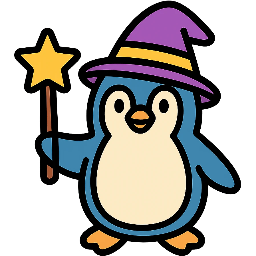 color outline icon of a wizard penguin emoji