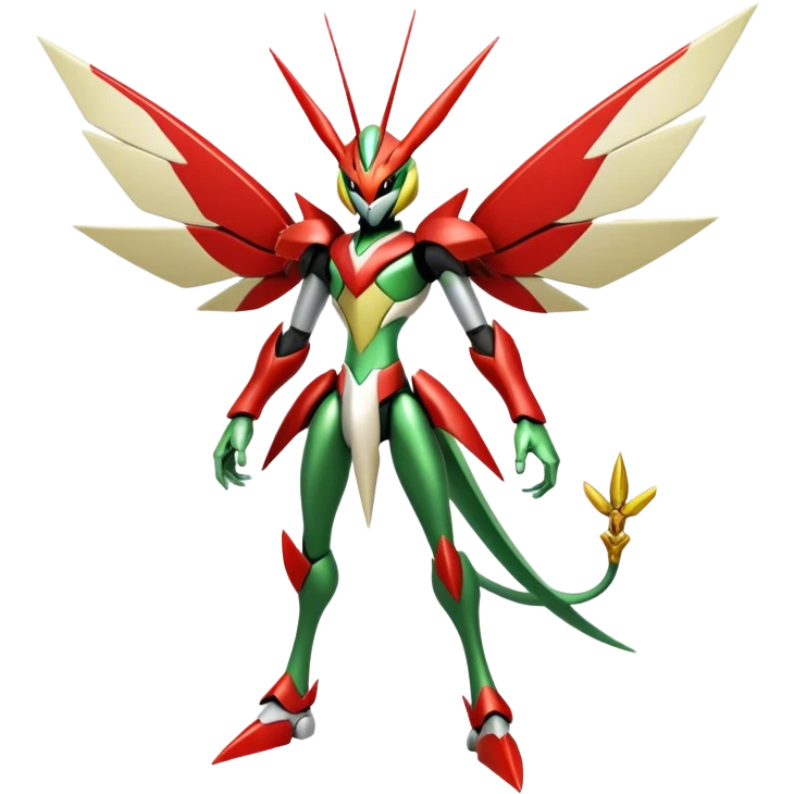 Cool Edgy Shiny Ethereal Legendary Kartana-Digimon-Scizor-hybrid full body emoji