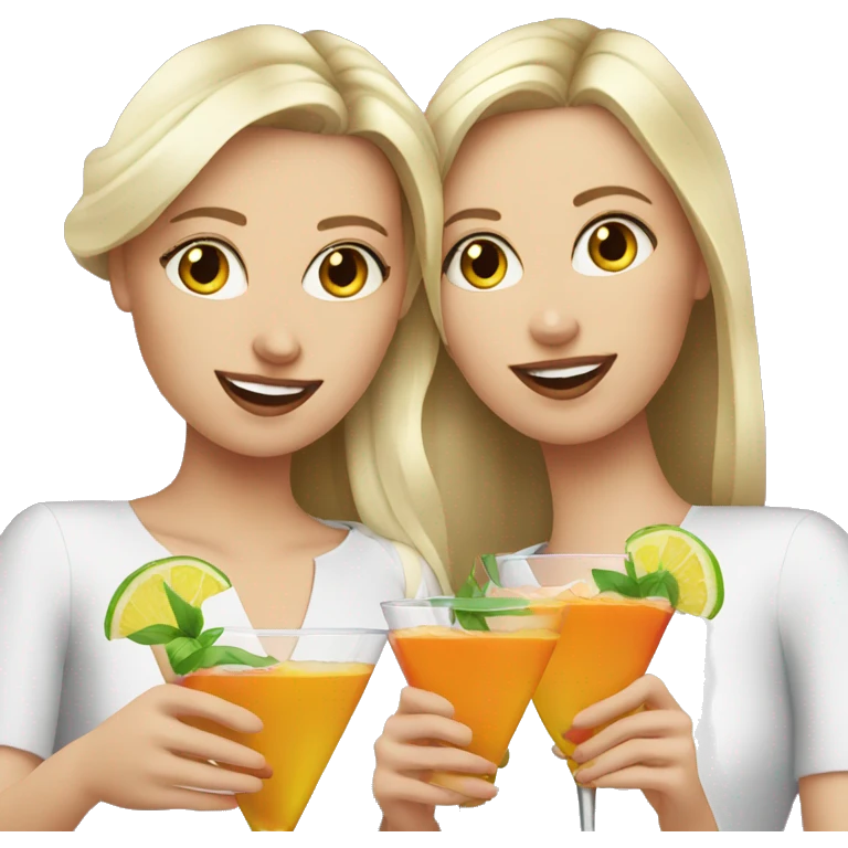 3 white girls drinking cocktails emoji