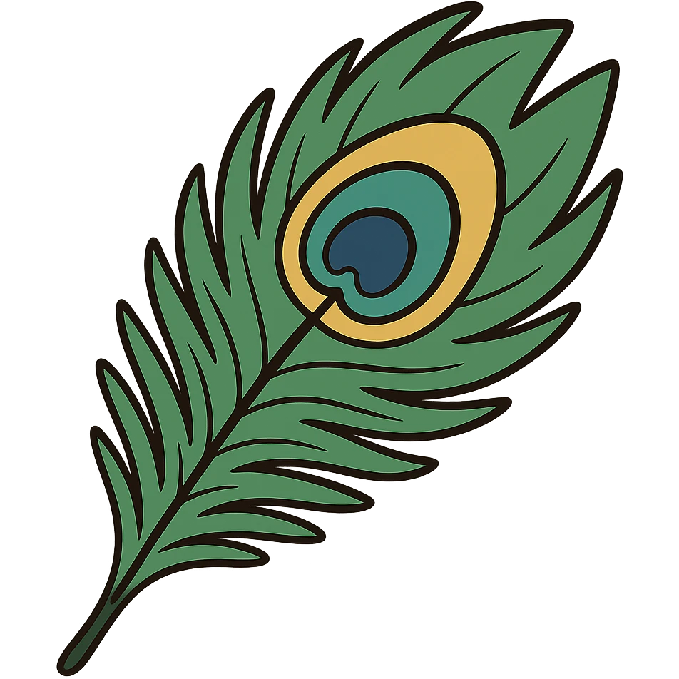 peacock feather in flat toon style emoji