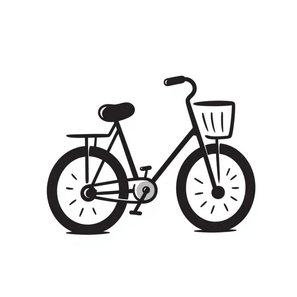 hand-drawn bicycle with basket emoji