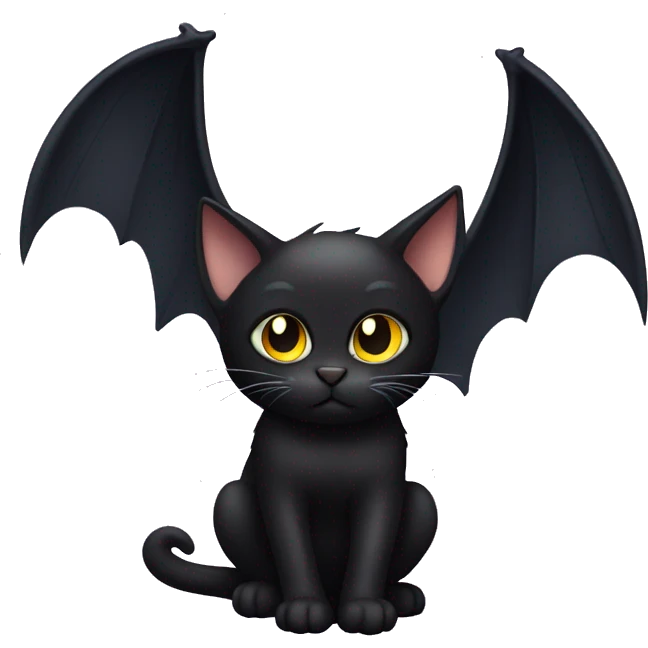 black cat with bat wings emoji