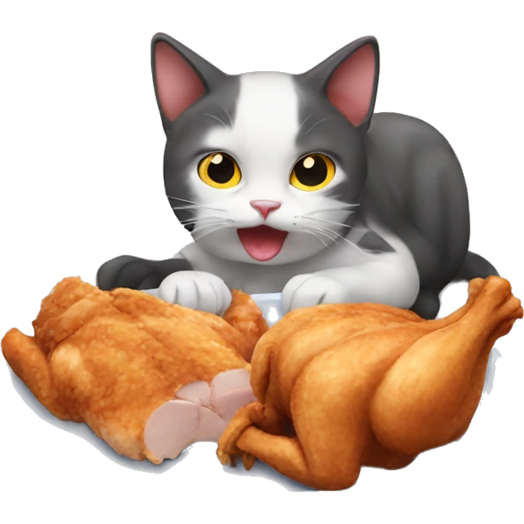Cat eating chicken  emoji
