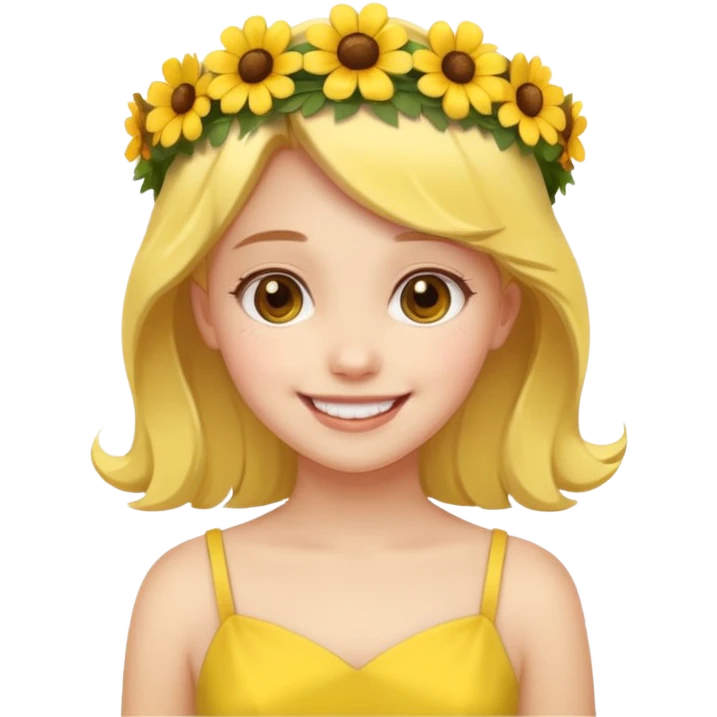 girl with flower crown in yellow dress emoji