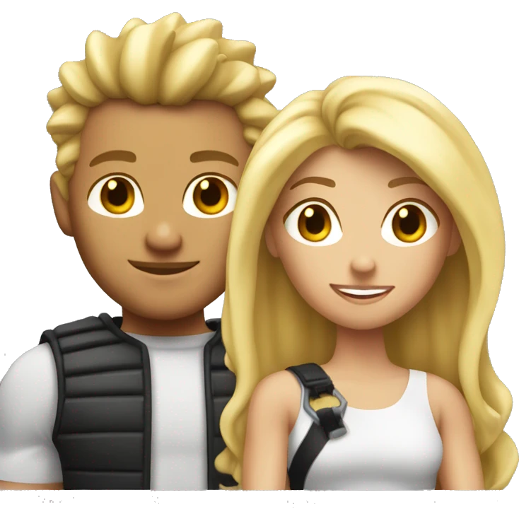 A couple. The guy is very muscular with spiky dirty blonde hair and the girl has long blonde hair  emoji