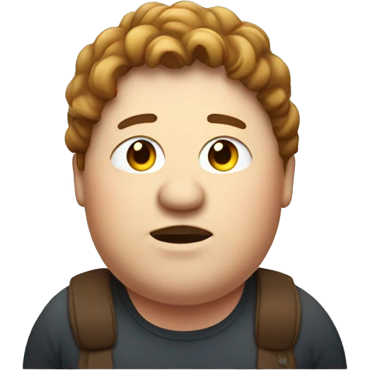Fat person with brown mullet emoji