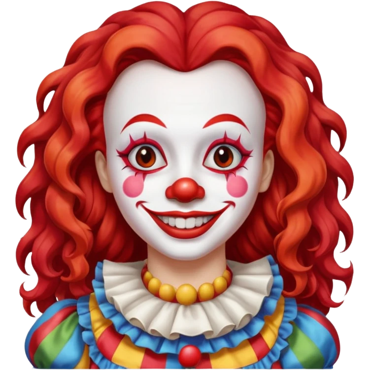 red very long hair female clown emoji