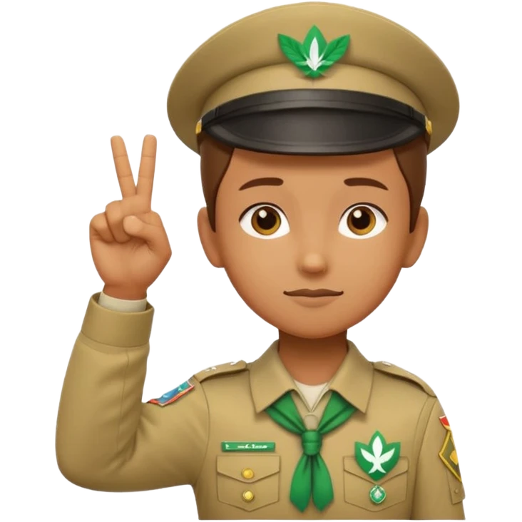 “Emoji-style person in a scout uniform making a balancing gesture with both hands. One hand holds a red cross (not allowed), the other a green checkmark (allowed). Thoughtful expression, simple clean emoji design, centered, transparent background.” emoji