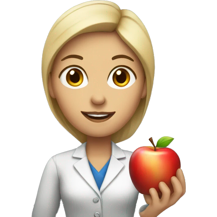 Female teacher with an apple emoji