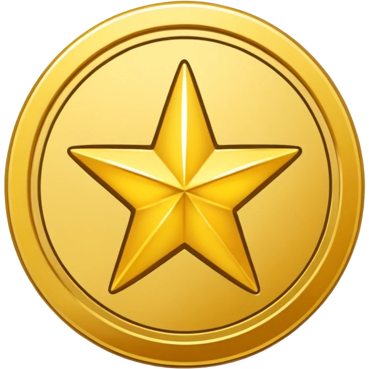 Gold star coin emoji in a circle emoji