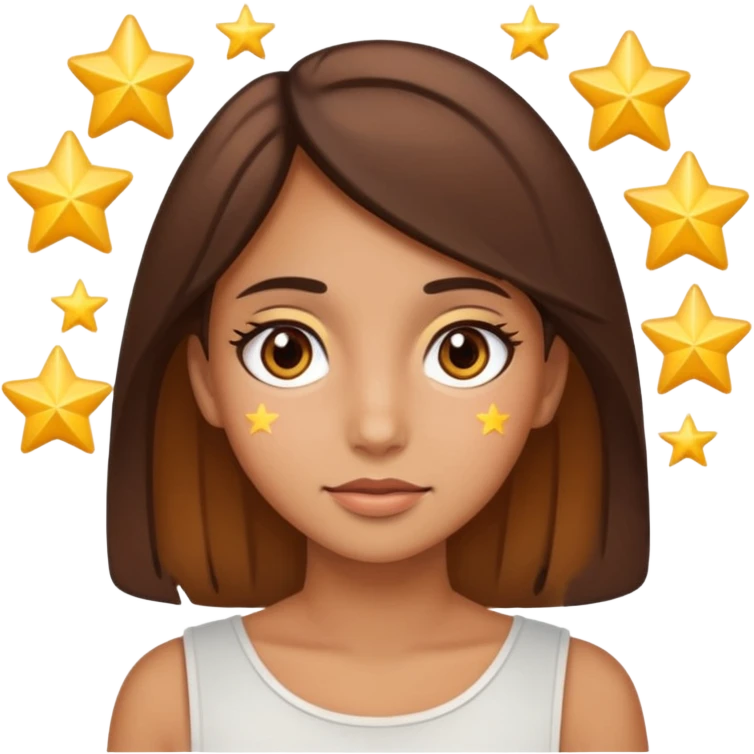 Arap esmer bir kız gözlerinde yıldız var iphone emojisi gibi  emoji