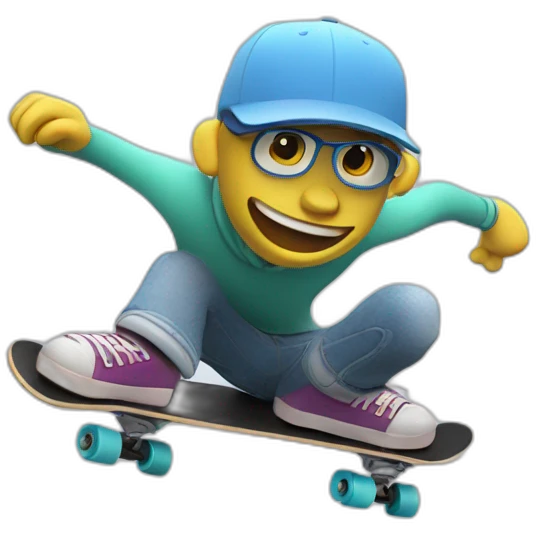 skater pixar ilustration 3d style emoji
