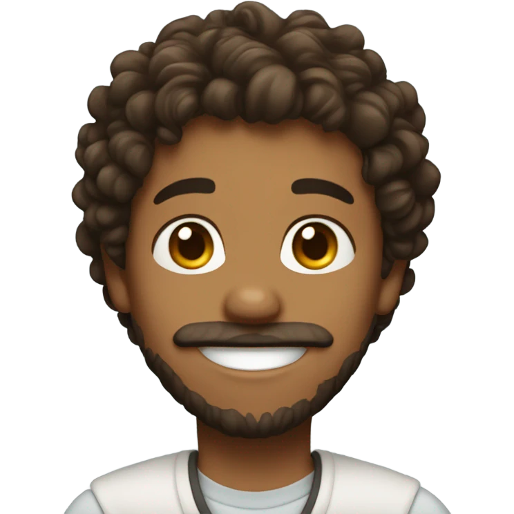 brown hair curly boy with beard smiling  emoji